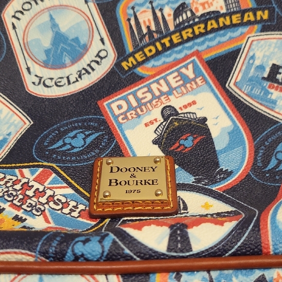 Dooney & Bourke Blue and Red Shoulder Bag with Travel-Inspired Design - Picture 3 of 6